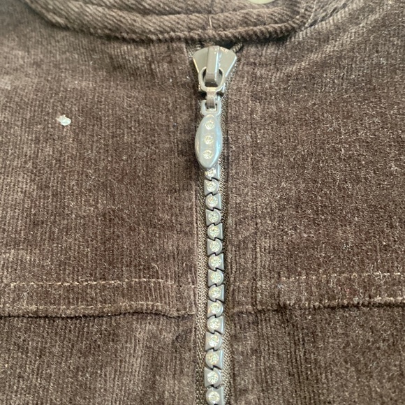 Quacker Factory Chocolate Brown and Bling Corduroy Zip Up Jacket - Picture 4 of 7